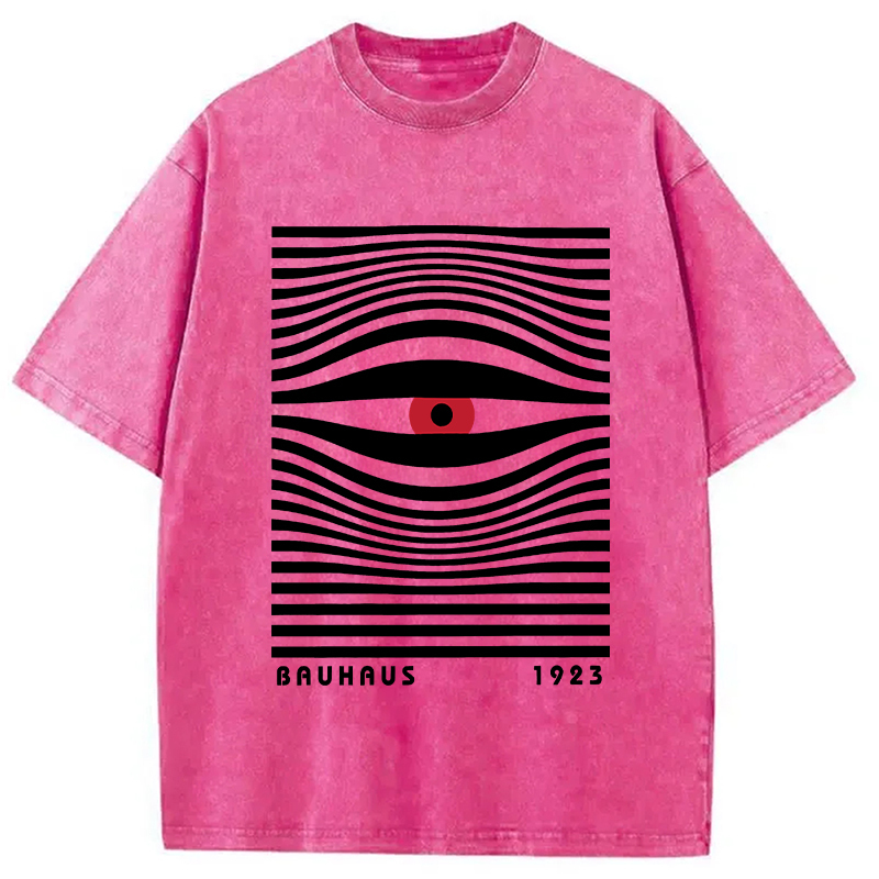 Geometric Eyes Printed Washed T-Shirt