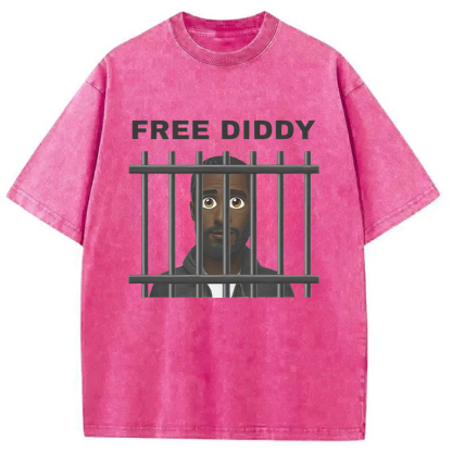 Original Free Diddy Funny Meme Washed T-Shirt