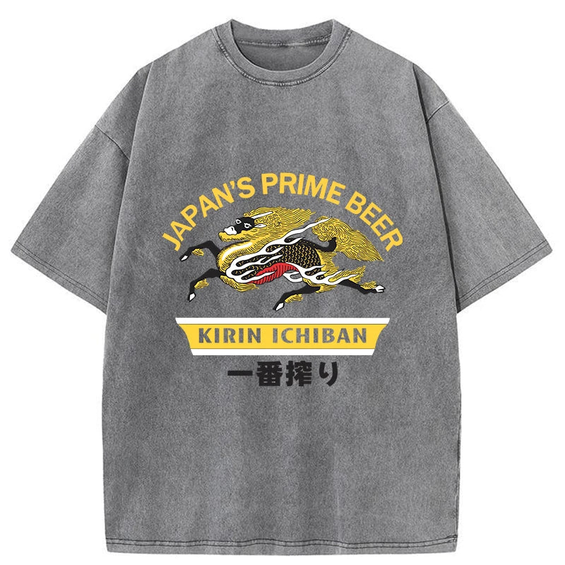 Kirin Ichiban Beer Logo Japanese Washed T-Shirt