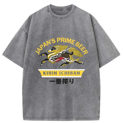 Kirin Ichiban Beer Logo Japanese Washed T-Shirt