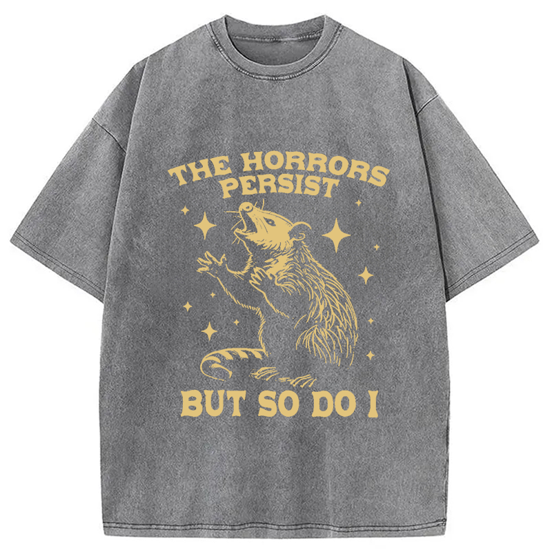 Funny Angry Opossum Possum Washed T-Shirt