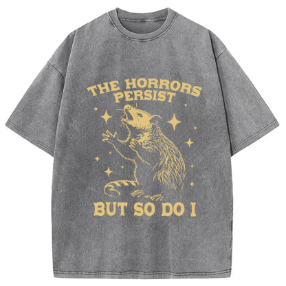 Funny Angry Opossum Possum Washed T-Shirt