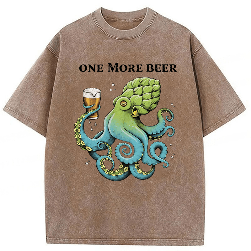 Tokyoviva An Octopus Drinks Beer Washed T-shirt