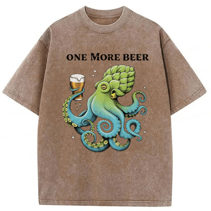 Tokyoviva An Octopus Drinks Beer Washed T-shirt