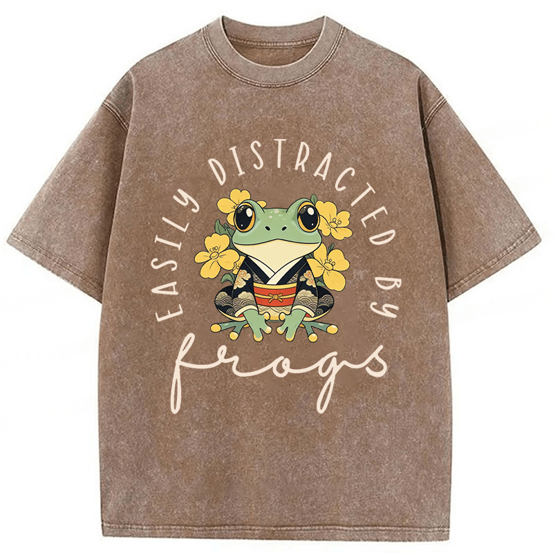 Tokyoviva Easily Distracted By Frogs Washed T-shirt