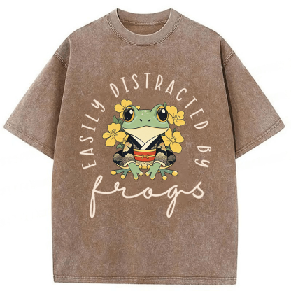 Tokyoviva Easily Distracted By Frogs Washed T-shirt