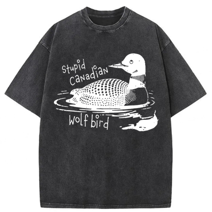 Tokyoviva Stupid Canadian Wolf Bird Washed T-shirt