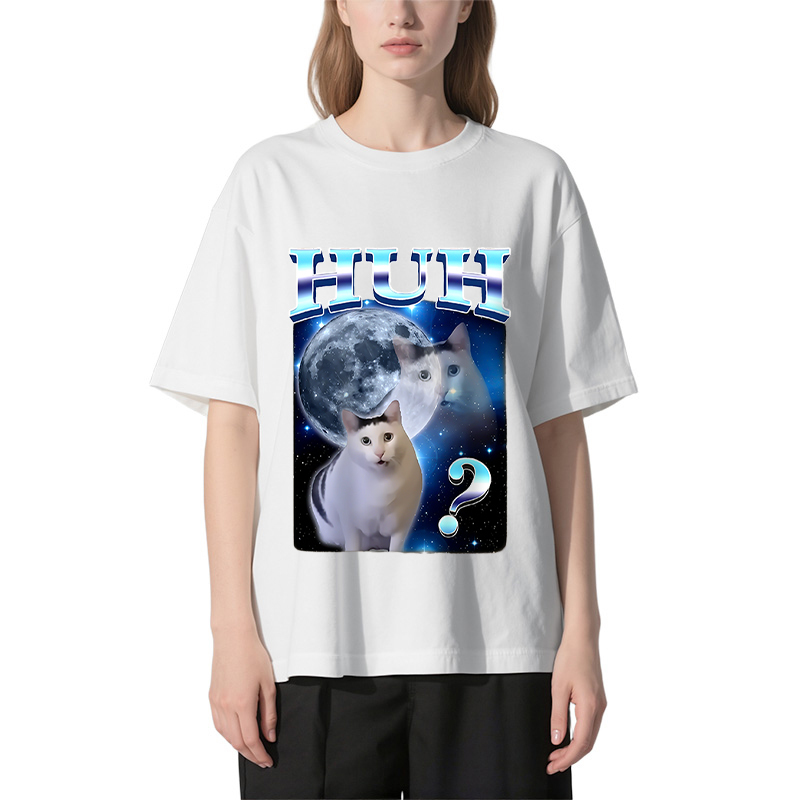 Huh Cat Funny Dank Meme Moon Classic T-Shirt