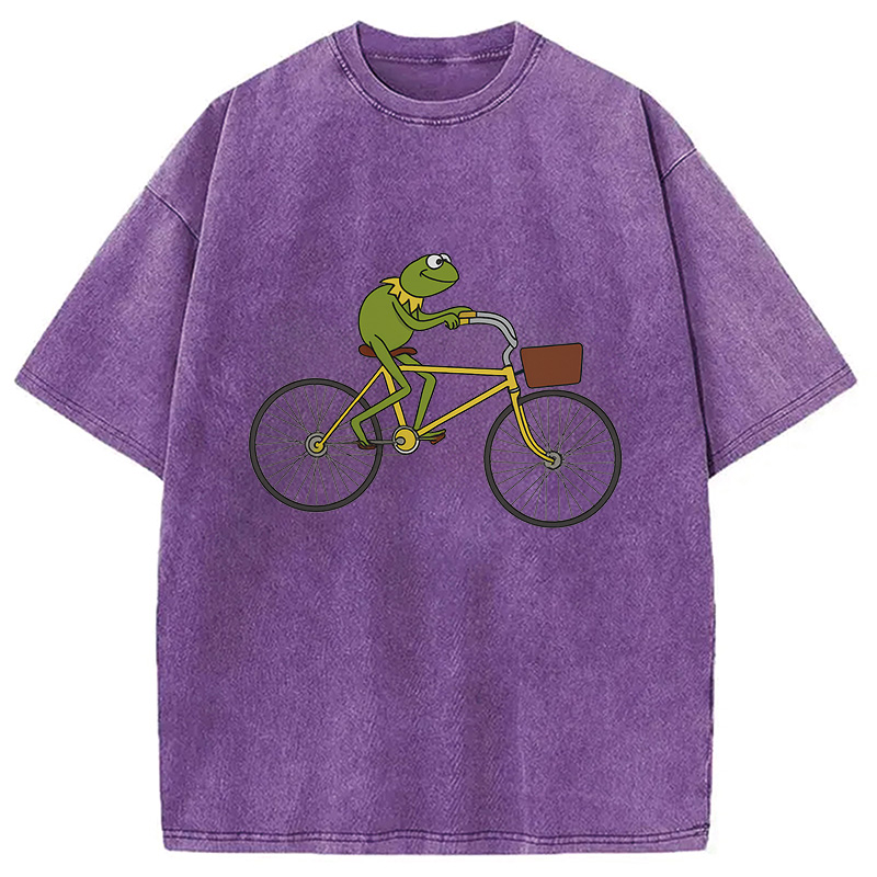 Kermit Riding A Bike Washed T-Shirt