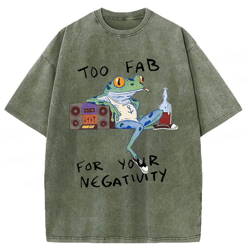 Tokyoviva Too Fab For Your Negativity Smoking Frog Washed T-shirt