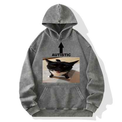 Autistic Cat Washed Hoodie