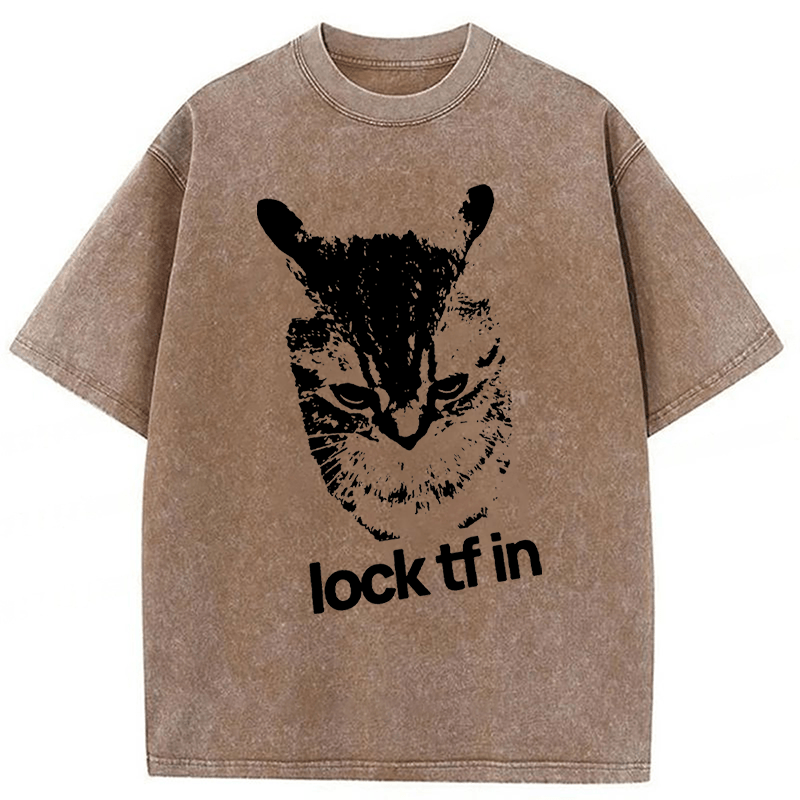 Tokyoviva Cat Lock Tf In Washed T-Shirt