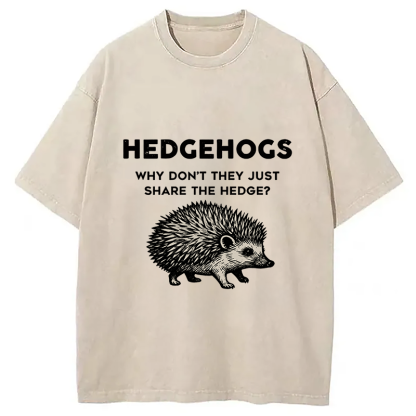 Funny Hedgehog Washed T-Shirt