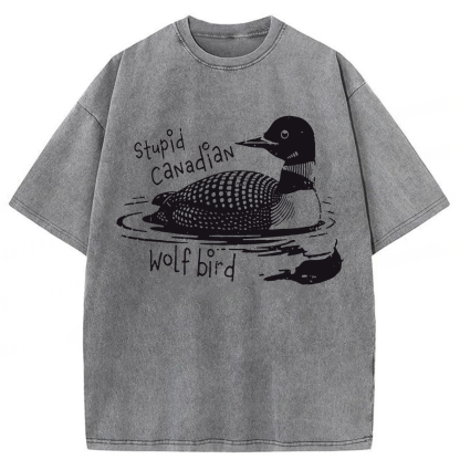 Tokyoviva Stupid Canadian Wolf Bird Washed T-shirt