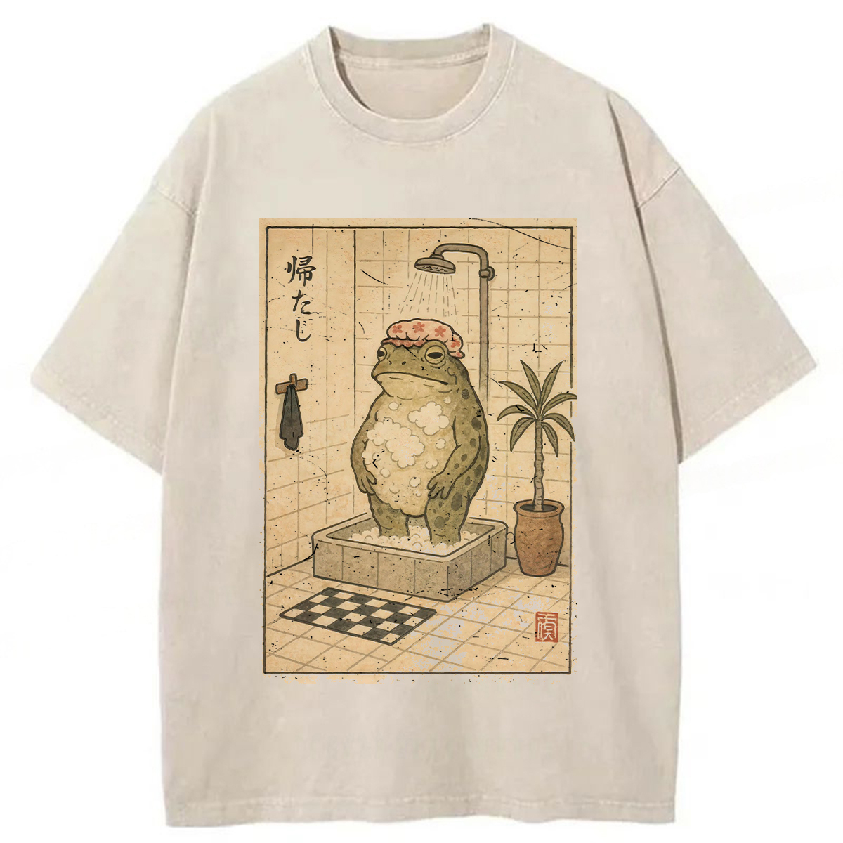 Tokyoviva Shower Cap Frog Washed T-shirt