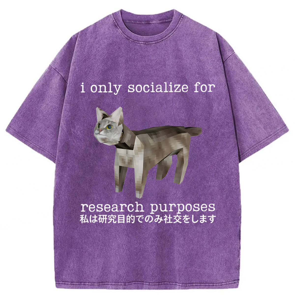 Tokyoviva Cat I Only Socialize For Research Purposes Washed T-shirt