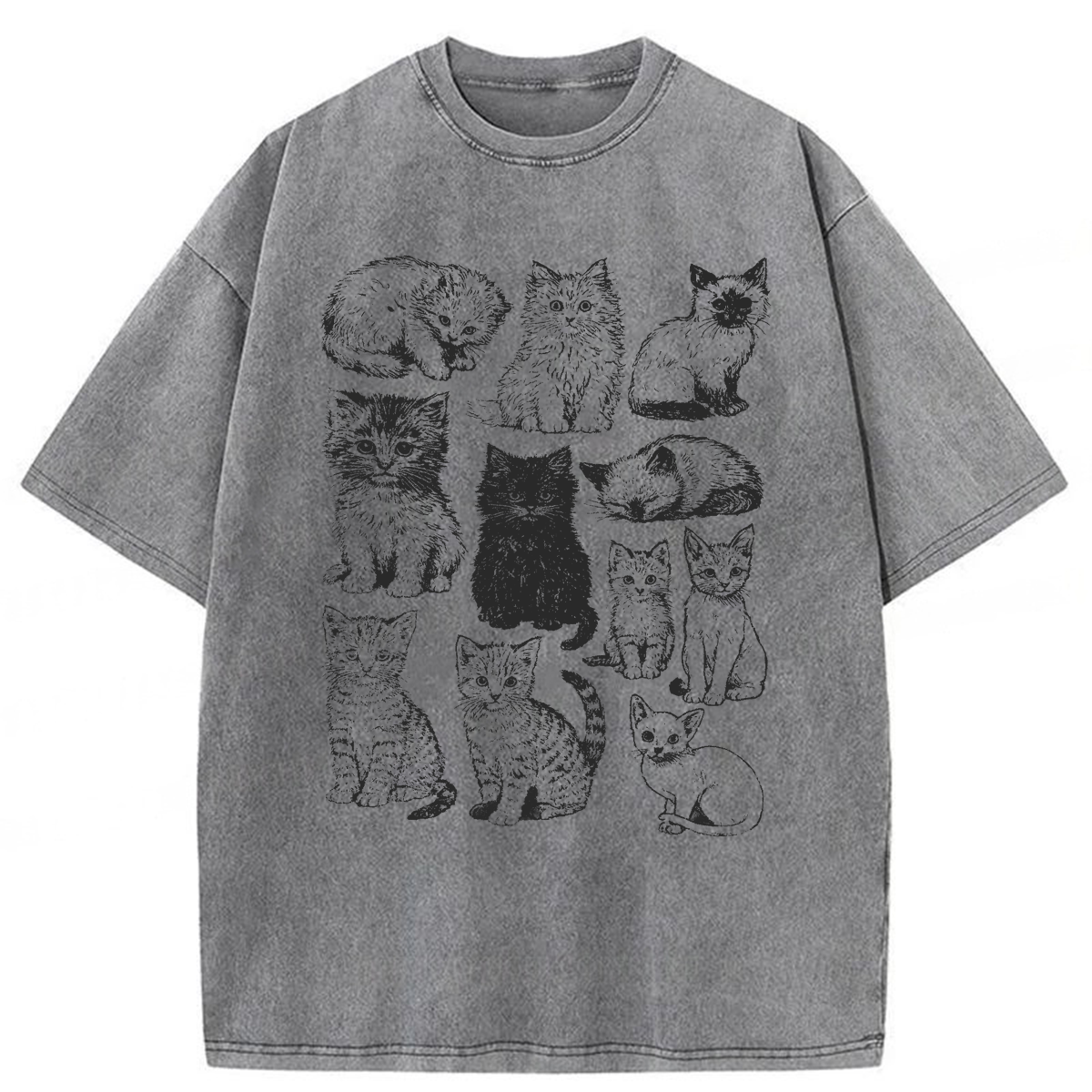 Tokyoviva Retro Kittens Washed T-shirt