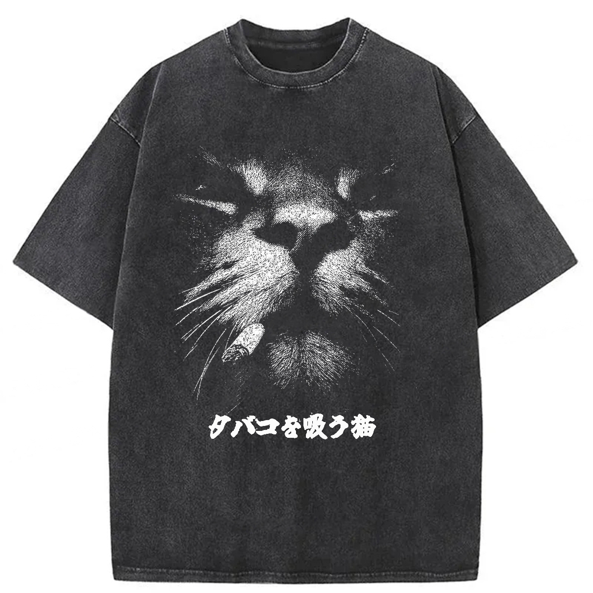 Tokyoviva Smoking Cat Washed T-shirt
