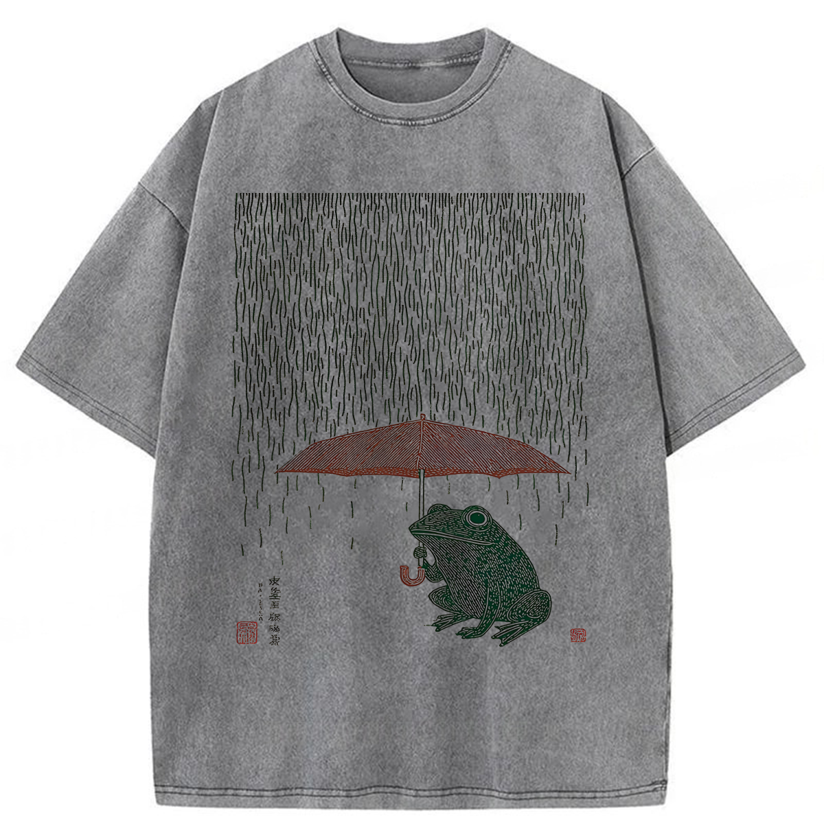 Tokyoviva Frog With Umbrella Washed T-shirt
