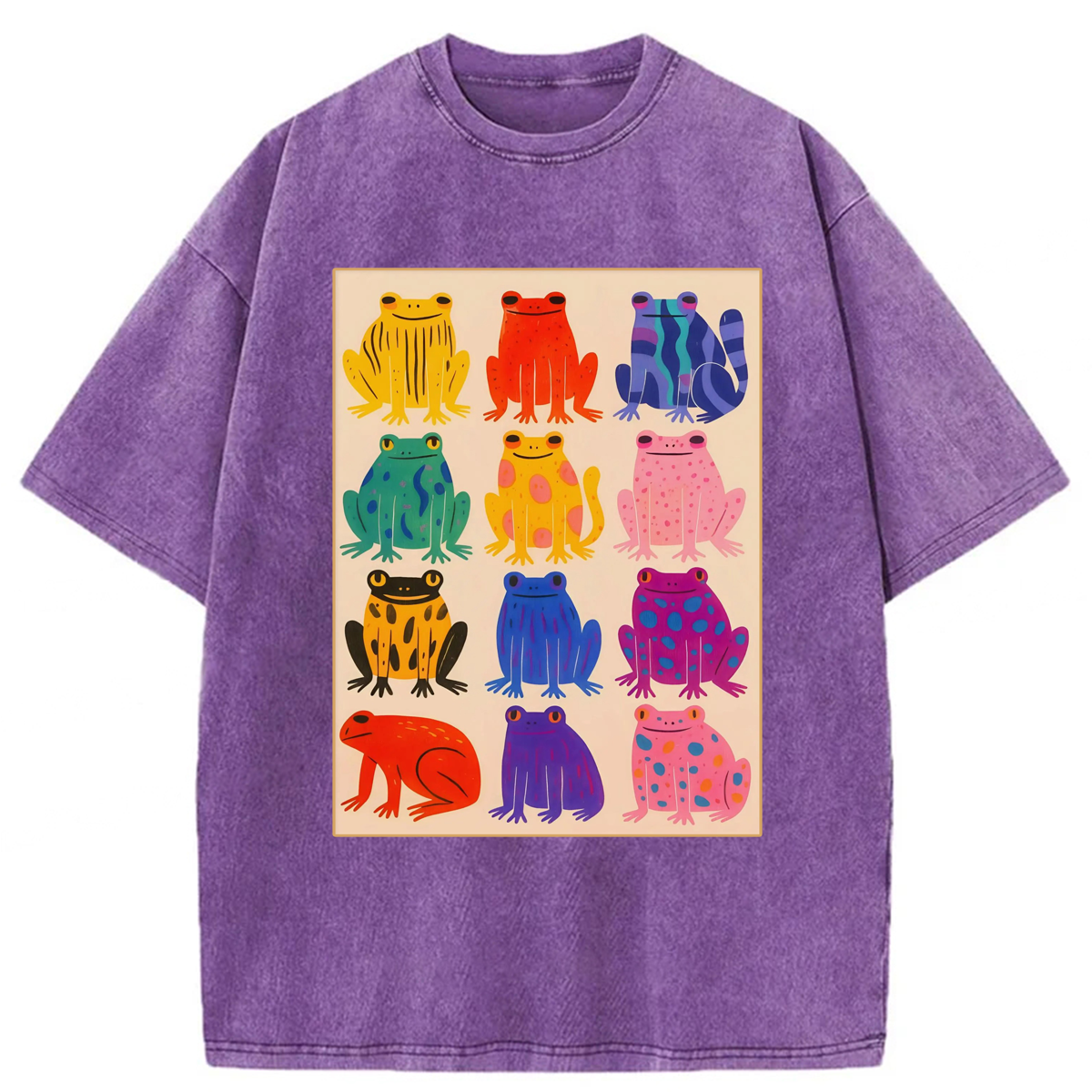 Tokyoviva Colorful Frogs Washed T-shirt