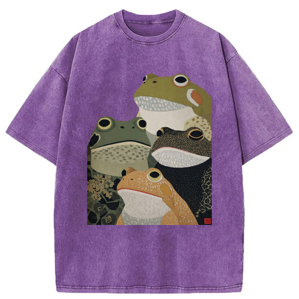 Tokyoviva Colorful Frogs Washed T-shirt