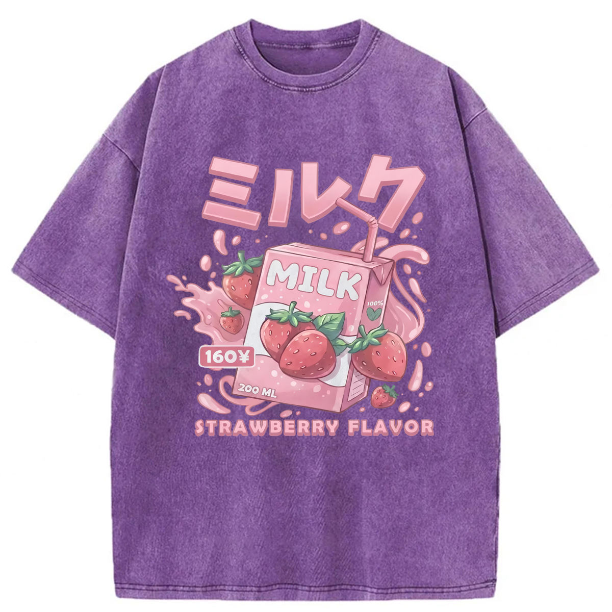 Tokyoviva Kawaii Strawberry Milk Anime Washed T-shirt