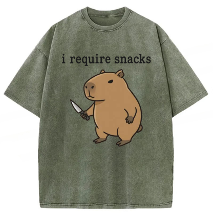 Tokyoviva I Require Snacks Capybara Washed T-shirt