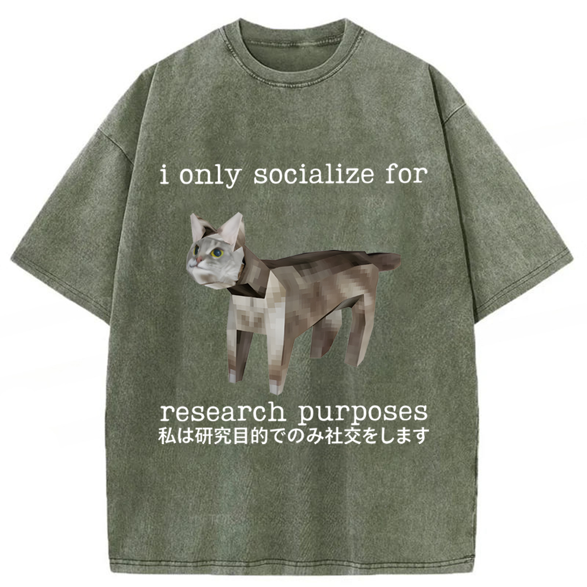 Tokyoviva Cat I Only Socialize For Research Purposes Washed T-shirt