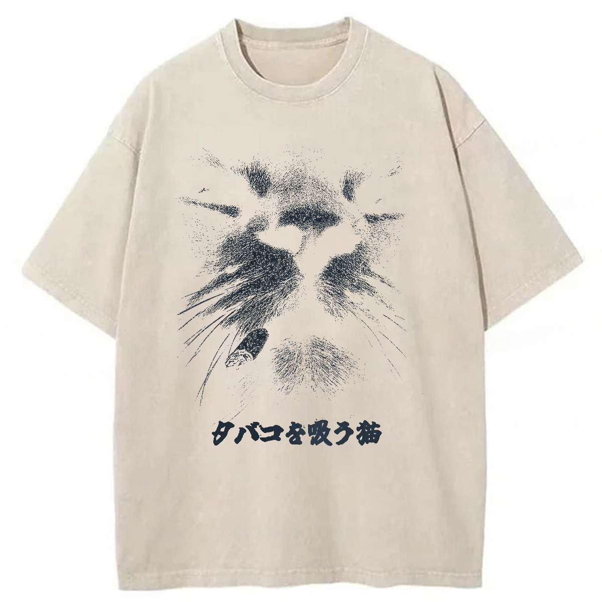 Tokyoviva Smoking Cat Washed T-shirt