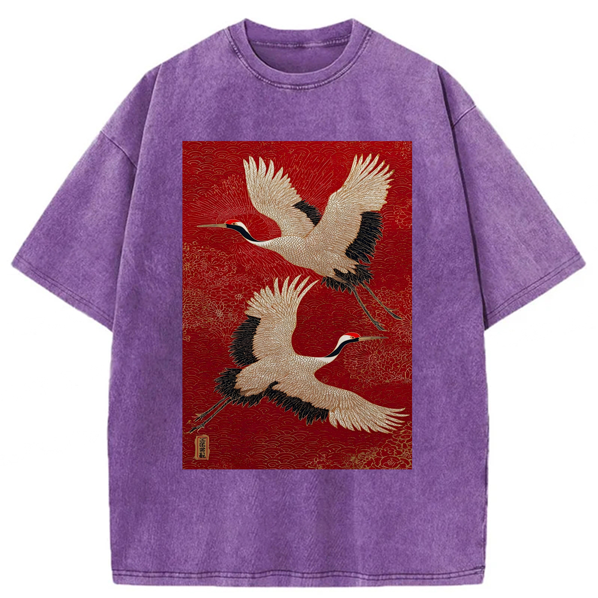 Tokyoviva Japanese Crane Graphic Washed T-shirt