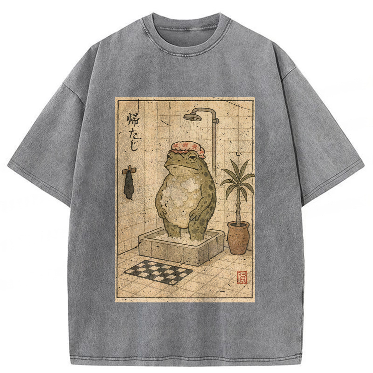 Tokyoviva Shower Cap Frog Washed T-shirt