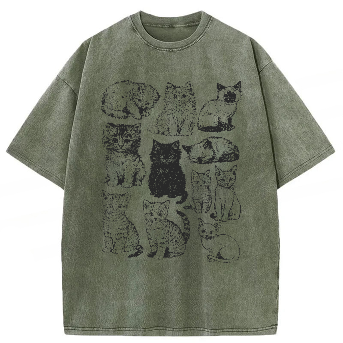 Tokyoviva Retro Kittens Washed T-shirt