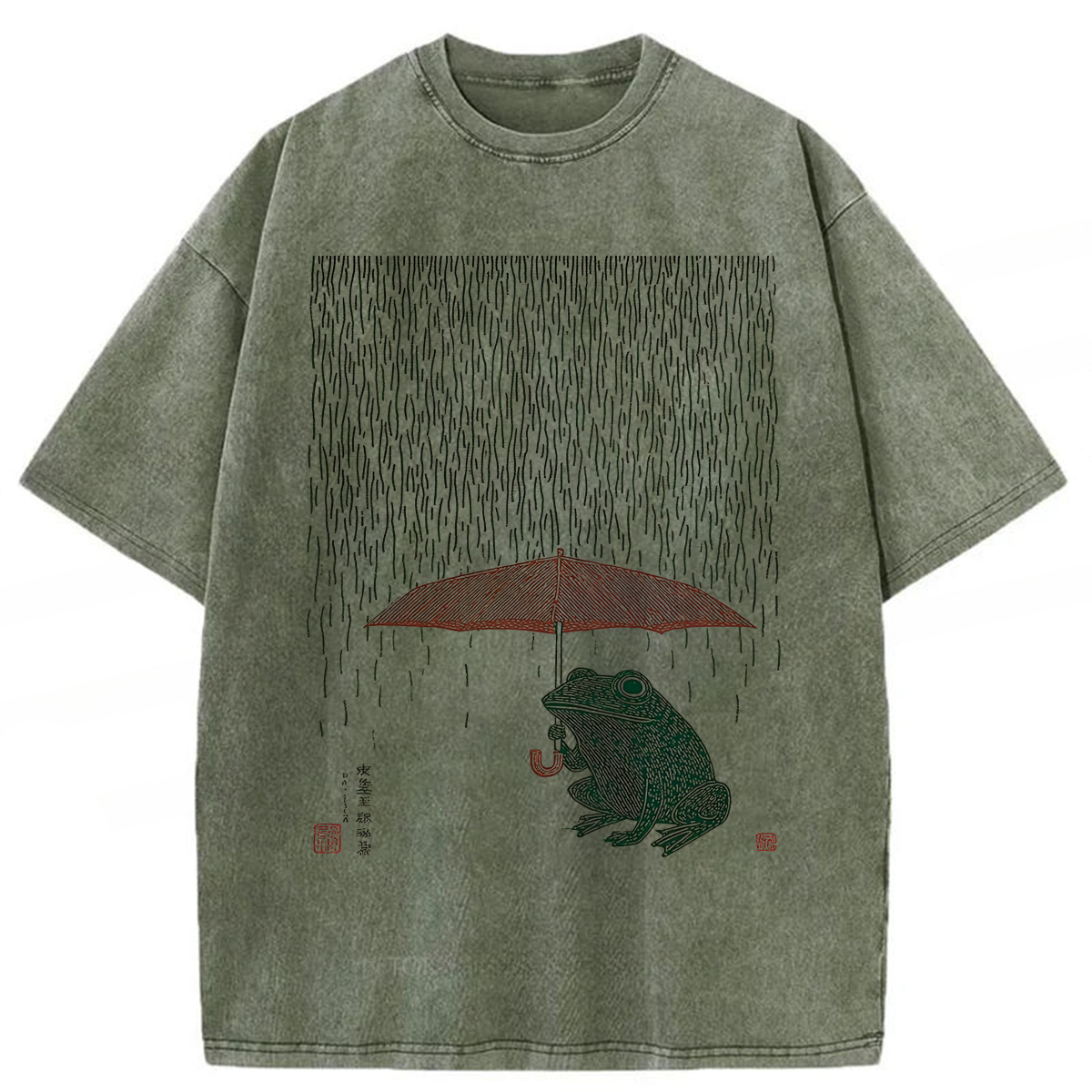 Tokyoviva Frog With Umbrella Washed T-shirt