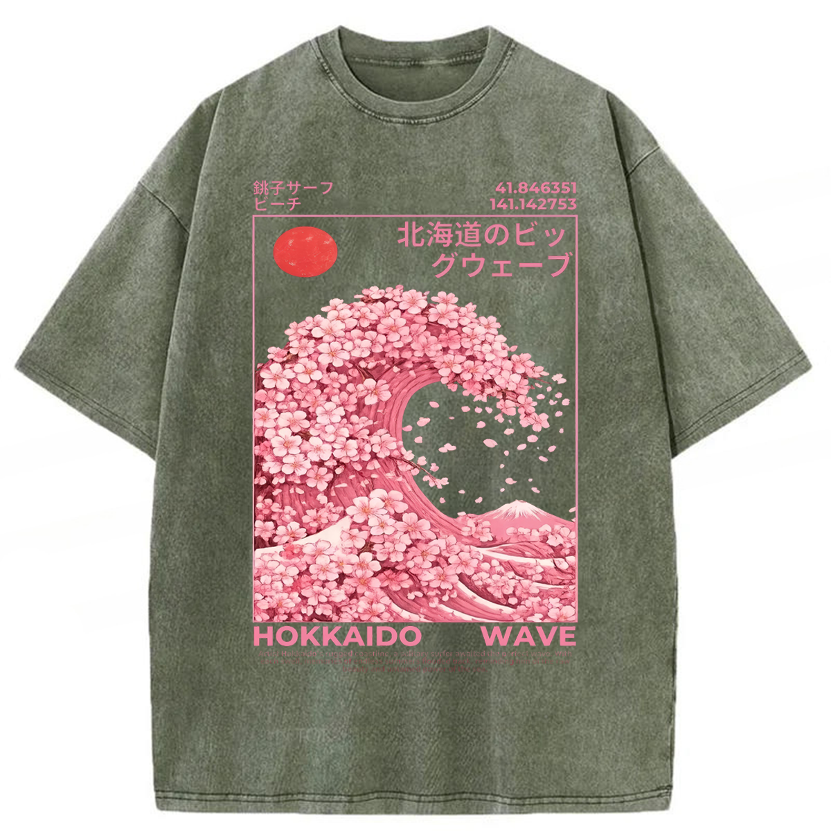 Tokyoviva Hokkaido Wave Sakura Washed T-shirt