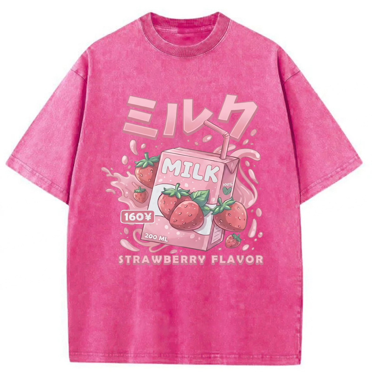Tokyoviva Kawaii Strawberry Milk Anime Washed T-shirt