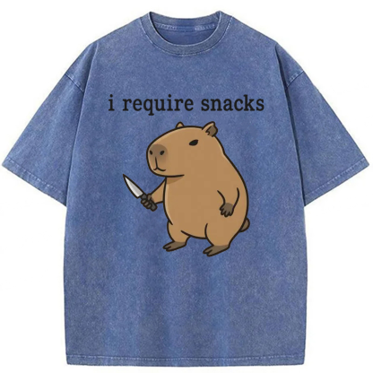 Tokyoviva I Require Snacks Capybara Washed T-shirt