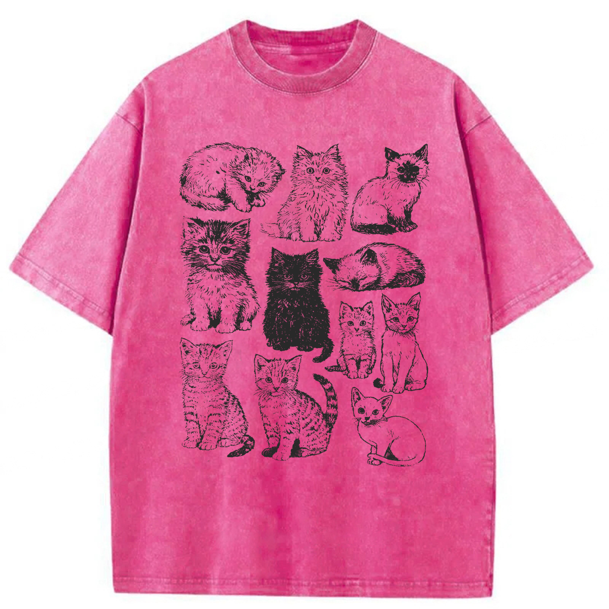 Tokyoviva Retro Kittens Washed T-shirt