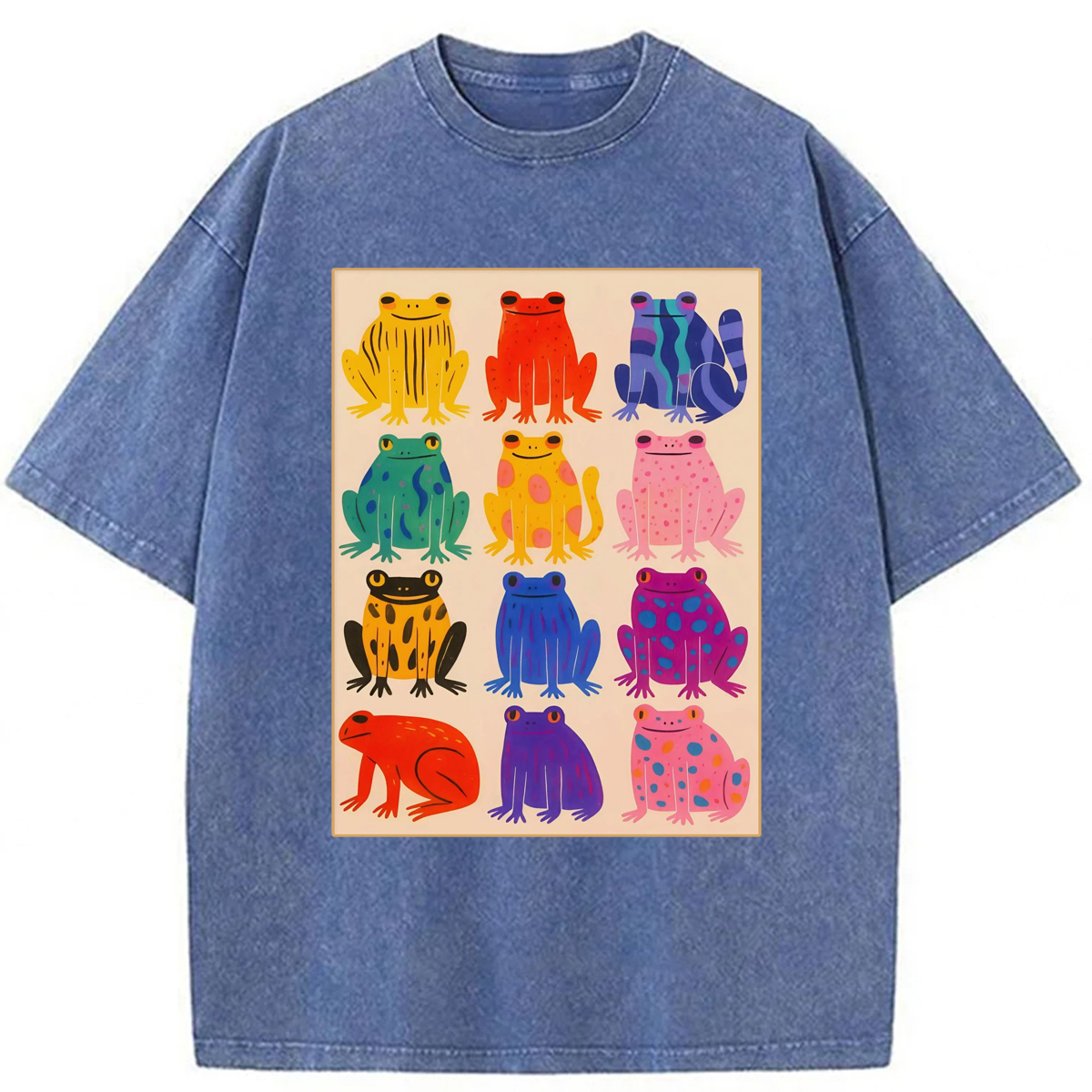 Tokyoviva Colorful Frogs Washed T-shirt