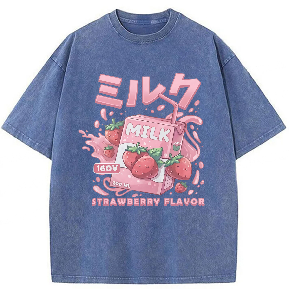 Tokyoviva Kawaii Strawberry Milk Anime Washed T-shirt