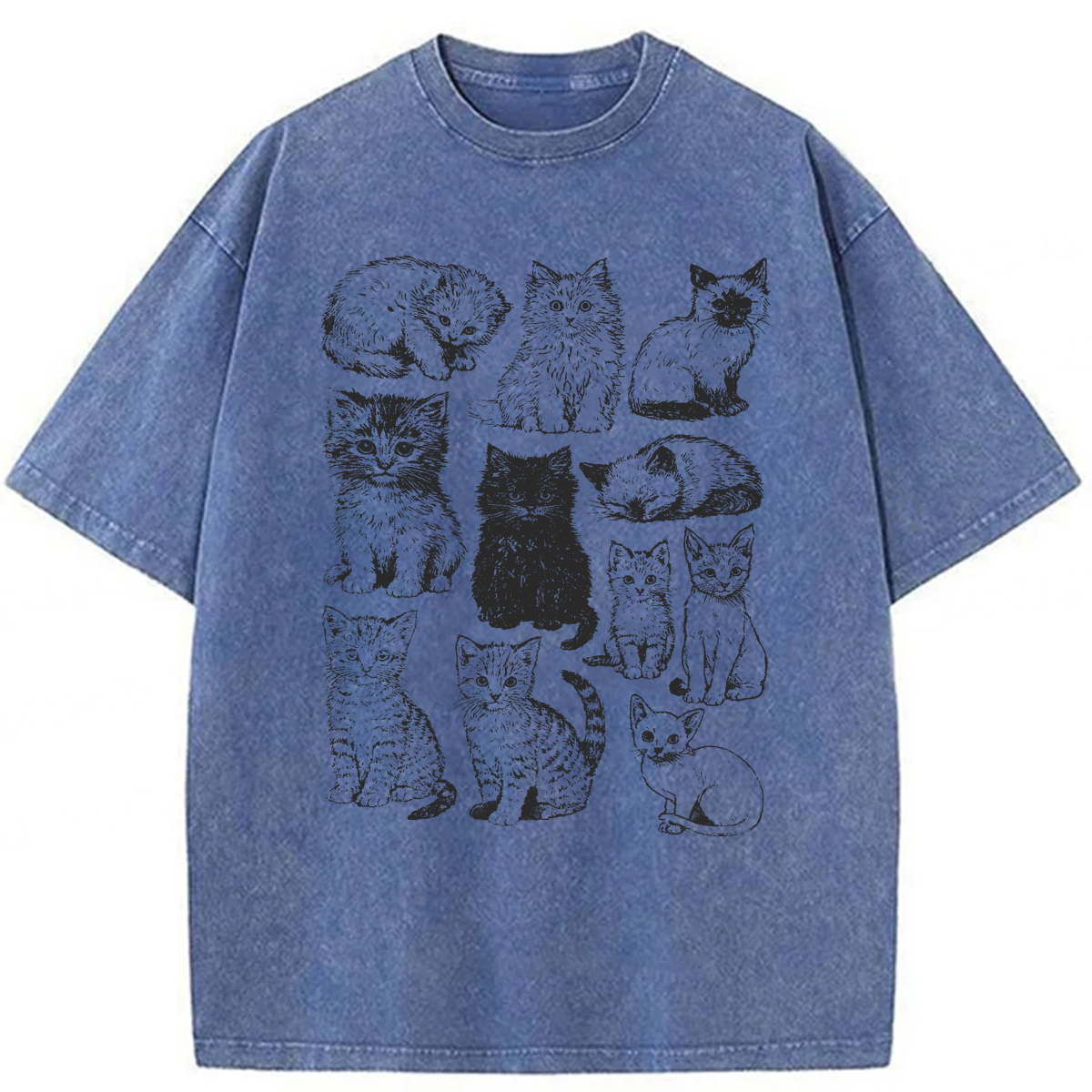 Tokyoviva Retro Kittens Washed T-shirt