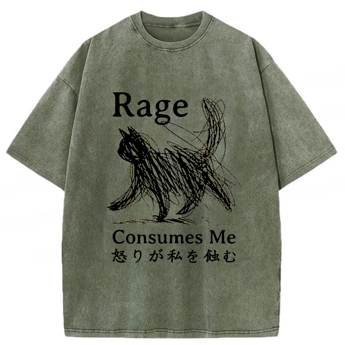 Tokyoviva Anger Devours The Cat Washed T-shirt