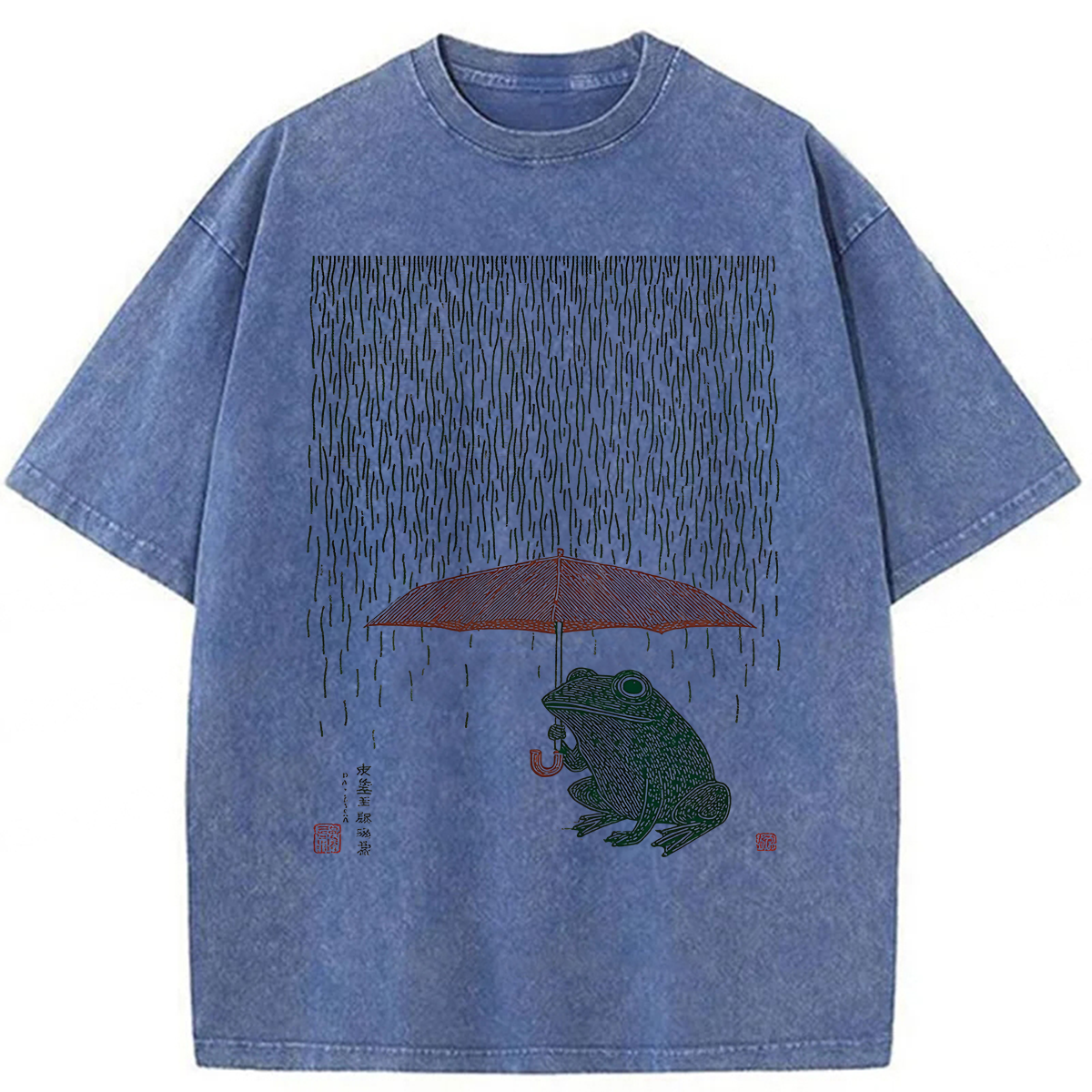 Tokyoviva Frog With Umbrella Washed T-shirt