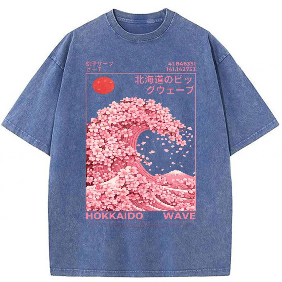 Tokyoviva Hokkaido Wave Sakura Washed T-shirt