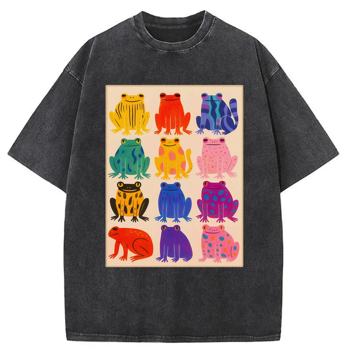 Tokyoviva Colorful Frogs Washed T-shirt