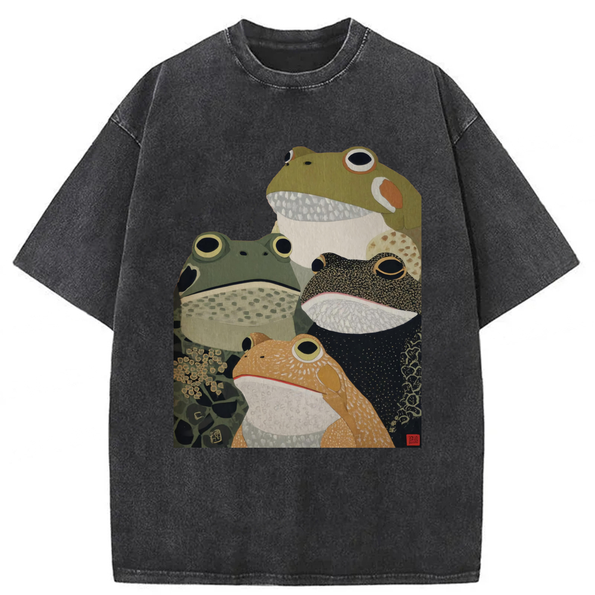 Tokyoviva Colorful Frogs Washed T-shirt