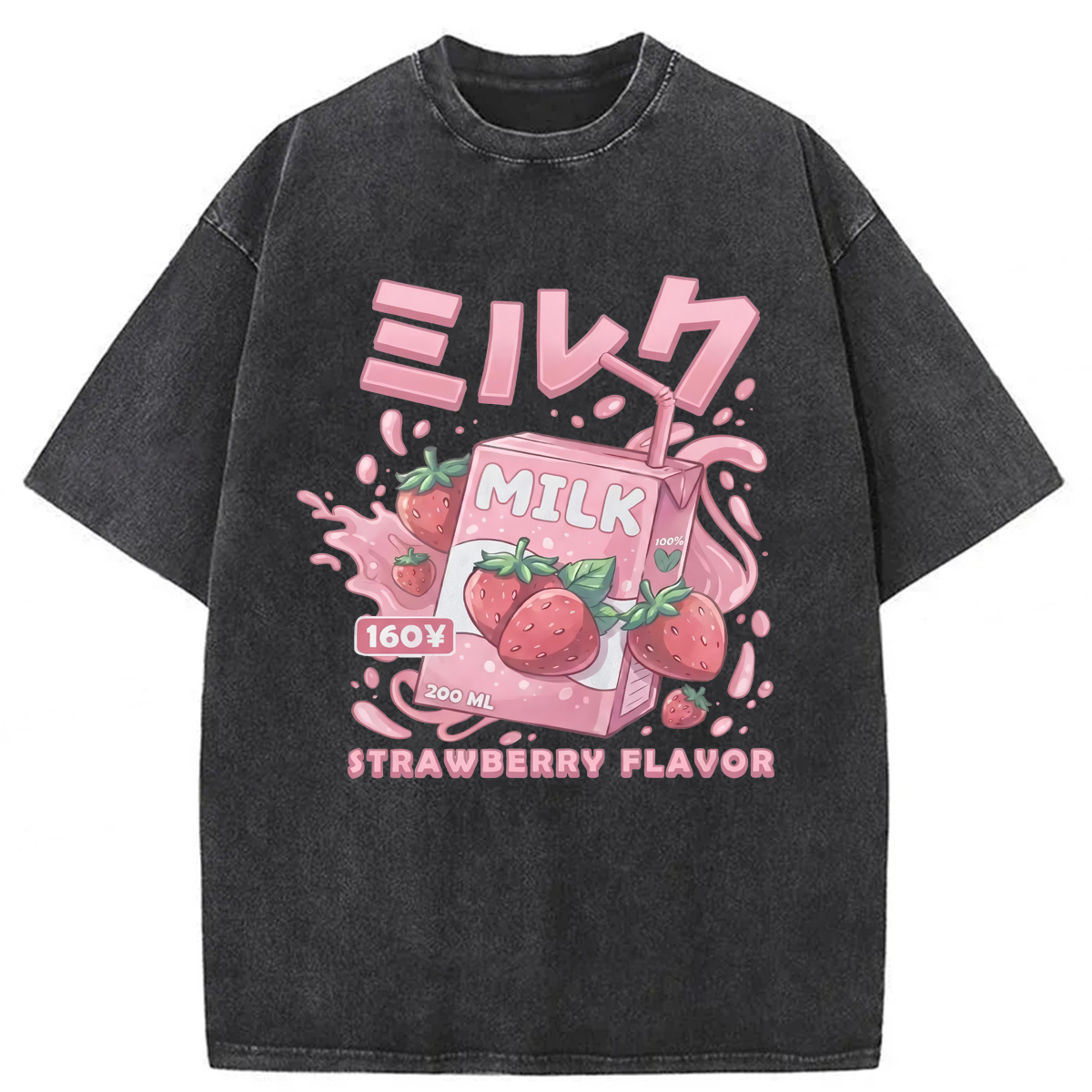 Tokyoviva Kawaii Strawberry Milk Anime Washed T-shirt