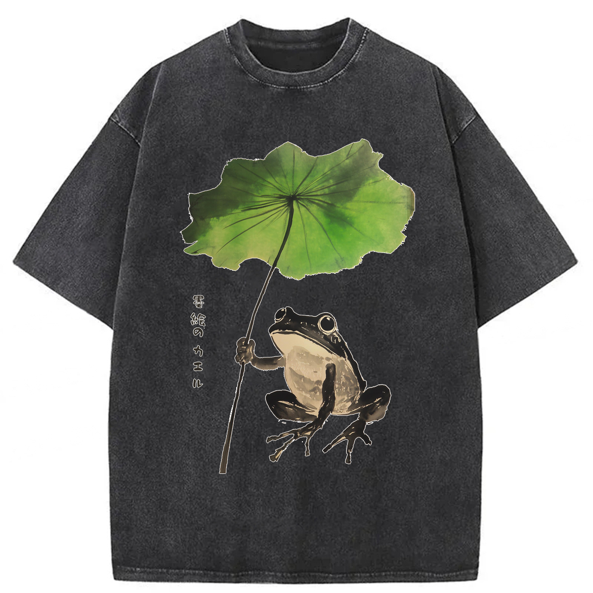 Tokyoviva Japanese Frog Lotus Leaf Washed T-shirt