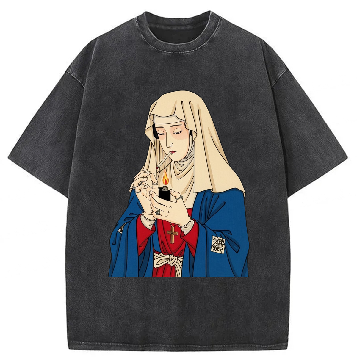 Tokyoviva Japanese Women Smoking Washed T-shirt