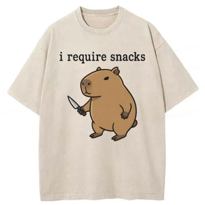 Tokyoviva I Require Snacks Capybara Washed T-shirt