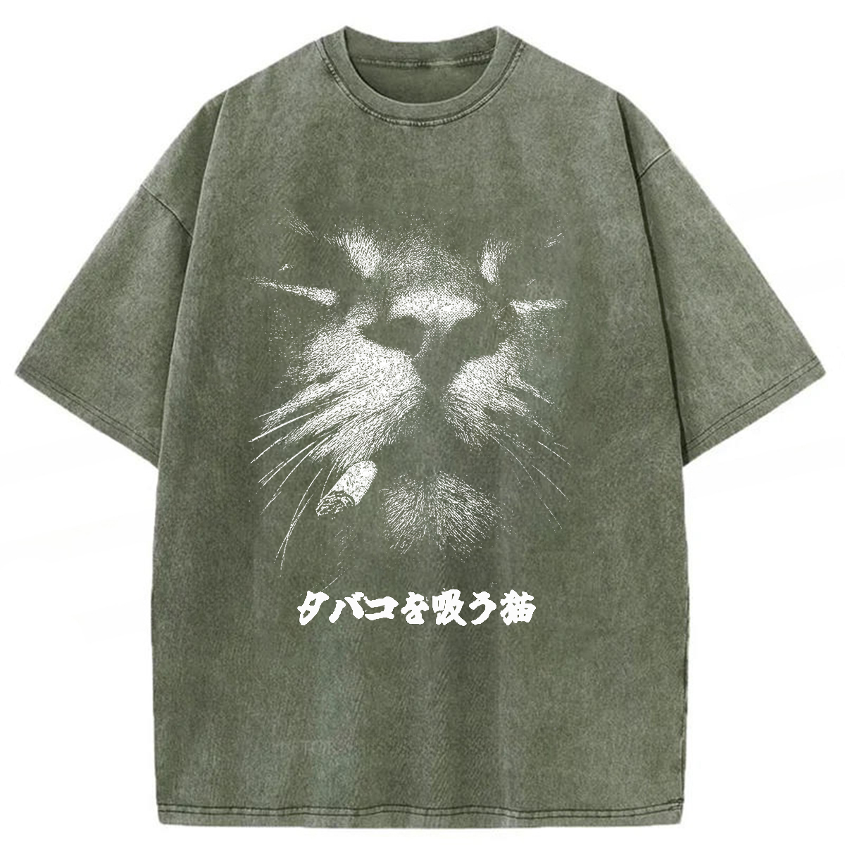 Tokyoviva Smoking Cat Washed T-shirt